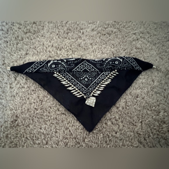 Navy blue bandana necklace with bling!💎 - Picture 2 of 5
